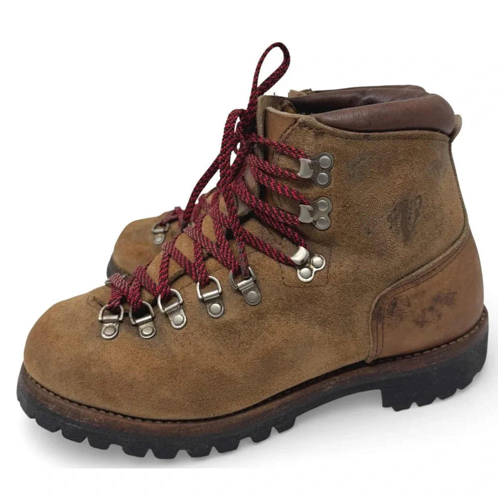 Vintage Vasque Alpine Mountain Boots Men 9.5 E Tan Mountaineering Suede USA Made